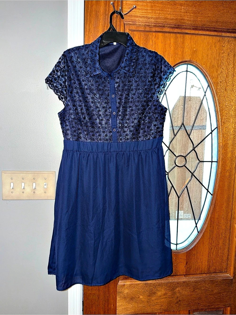 Jessakae Lace Bodice Mini Dress in Blue